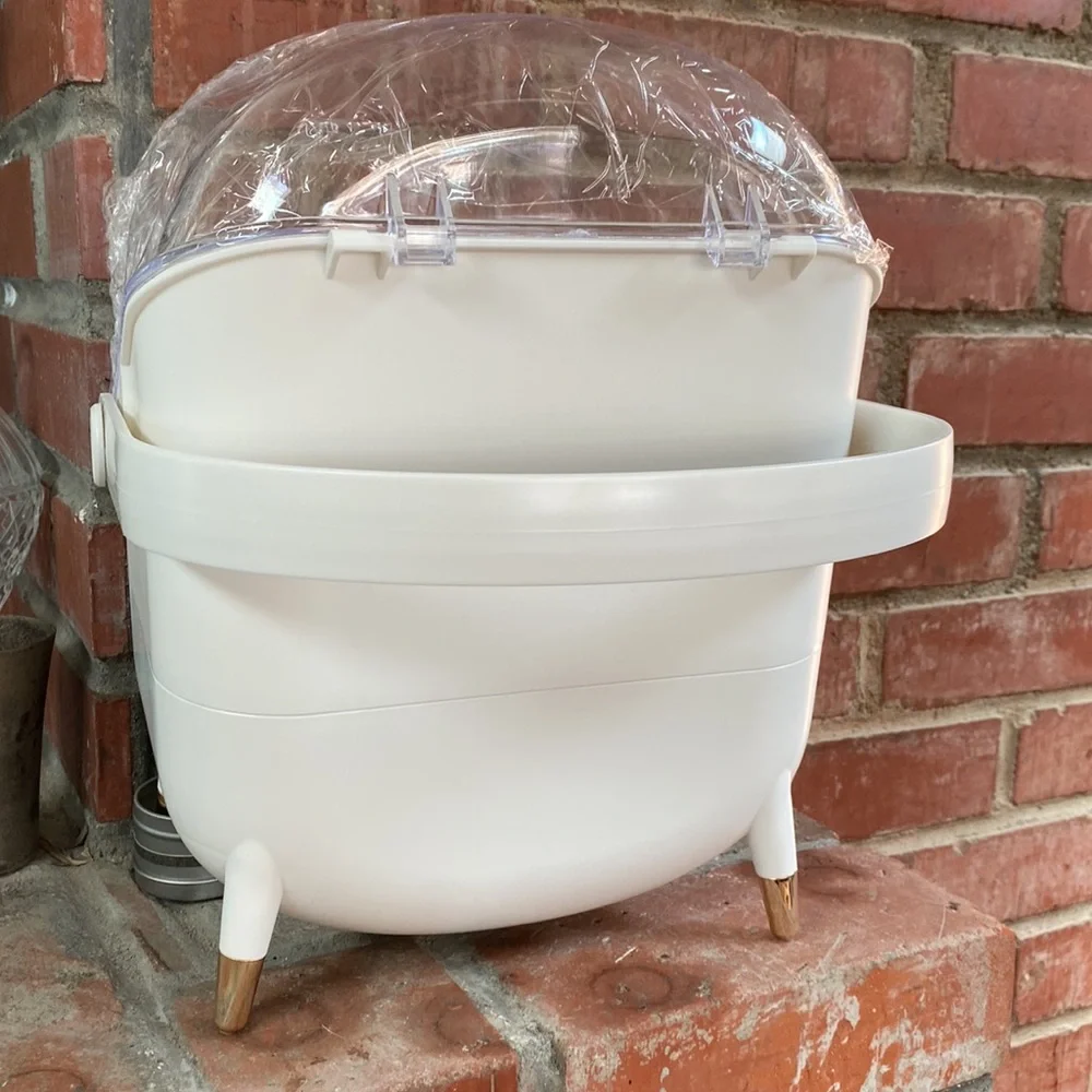 Egg shape makeup organizer case with drawers